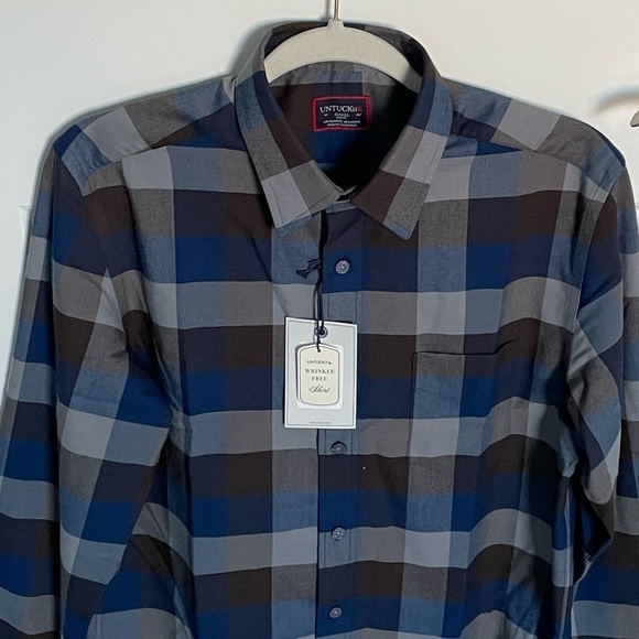 New! Untuckit Piemonte Slim Fit Plaid Shirt nwt 35509 - Picture 2 of 14